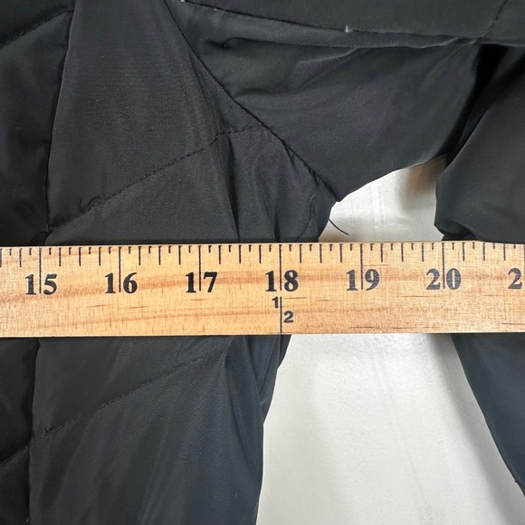 Cole Haan Signature Black Chevron Quilted Faux Fur Hood Puffer Coat M - Picture 6 of 12